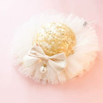 Handmade Woven Straw Hat with Lace Bow and Pearl Pendant for Cats - GreenFur