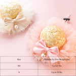 Handmade Woven Straw Hat with Lace Bow and Pearl Pendant for Cats - GreenFur