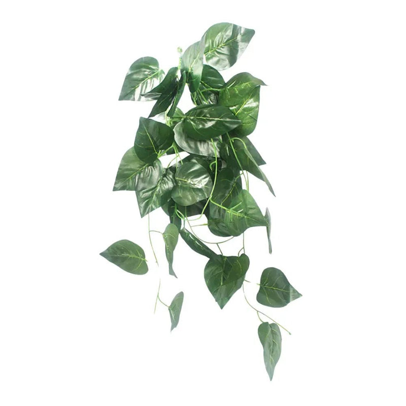 Hanging Artificial Greenery for Reptile Tank Decoration and Terrarium, Golden Vein Leaf - GreenFur