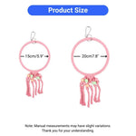 Hanging Bird Ring Perch Toy with Tassels Parrot Cotton Rope Swing - GreenFur