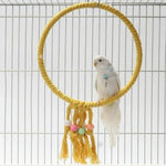 Hanging Bird Ring Perch Toy with Tassels Parrot Cotton Rope Swing - GreenFur