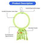 Hanging Bird Ring Perch Toy with Tassels Parrot Cotton Rope Swing - GreenFur