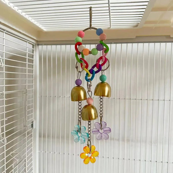 Hanging Funny Bells Chewing String Bird Toy - GreenFur