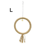 Hanging Interactive Durable Hemp Rope Bird Swing Ring Toy - GreenFur