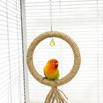 Hanging Interactive Durable Hemp Rope Bird Swing Ring Toy - GreenFur
