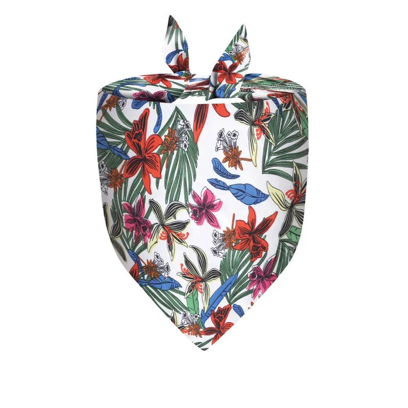 Hawaiian Tropical Plant Print Summer Triangle Bandana for Pets - GreenFur