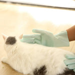 High - Density Teeth Pet Grooming Gloves Silicone Dog Bath Gloves - GreenFur