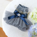 High - End Tulle Pet Dress Wedding Gown for Dogs and Cats with Leash D - Ring - GreenFur