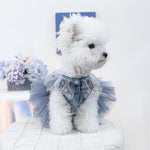 High - End Tulle Pet Dress Wedding Gown for Dogs and Cats with Leash D - Ring - GreenFur