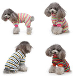 High Neck Striped Four Legged Dog Pajamas - GreenFur