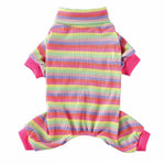 High Neck Striped Four Legged Dog Pajamas - GreenFur