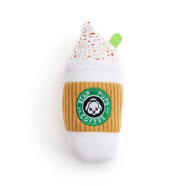 Holiday Funny Squeaky Latte Coffee Cup Dog Plush Toys - GreenFur