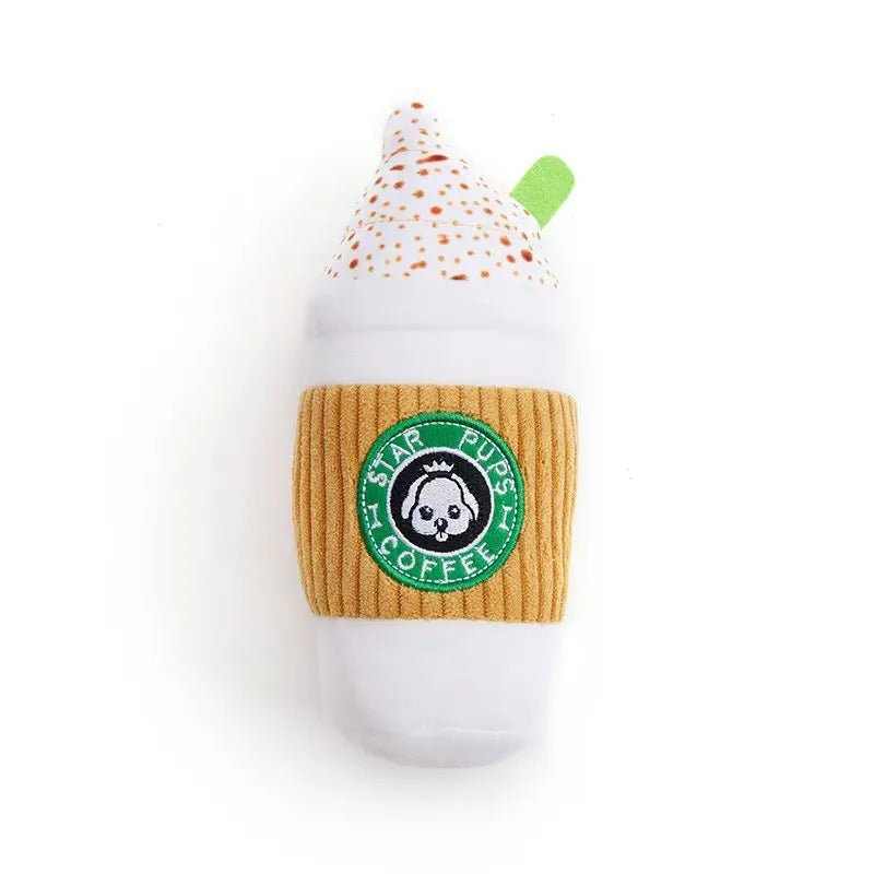 Holiday Funny Squeaky Latte Coffee Cup Dog Plush Toys - GreenFur