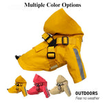 Hooded Waterproof Jacket Adjustable Reflective Dog Raincoat - GreenFur