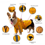 Hooded Waterproof Jacket Adjustable Reflective Dog Raincoat - GreenFur