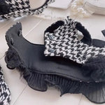 Houndstooth Pattern Dog Harness Vest with Bowknot - GreenFur