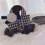 Houndstooth Pattern Dog Harness Vest with Bowknot - GreenFur