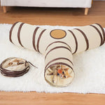 Indoor 3 Way Portable Collapsible Kitten Cat Toy Tunnel - GreenFur