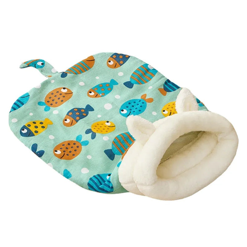 Indoor Winter Warm Soft Plush Cat Cave Bed Pet Sleeping Bag - GreenFur