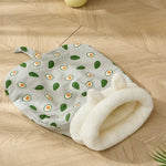 Indoor Winter Warm Soft Plush Cave Bed Cat Sleeping Bag - GreenFur