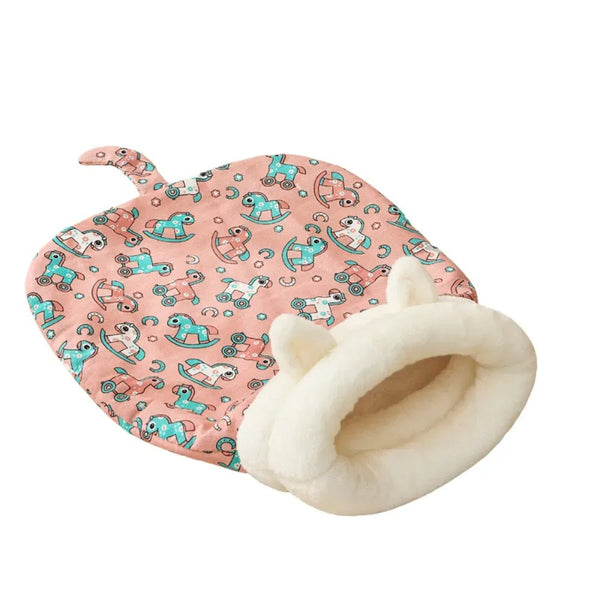 Indoor Winter Warm Soft Plush Cave Cat Sleeping Bag Bed - GreenFur
