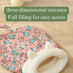 Indoor Winter Warm Soft Plush Cave Cat Sleeping Bag Bed - GreenFur