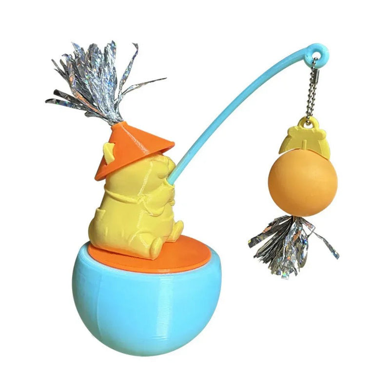 Interactive and Cute Wobble Ball Cat Teaser Wand Toy - GreenFur