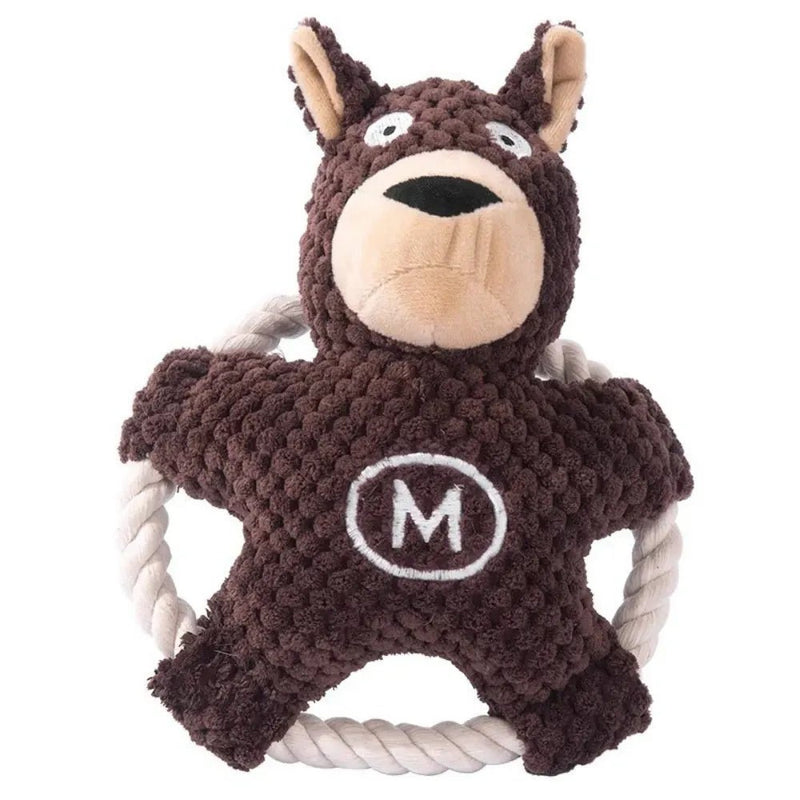 Interactive Bite Squeaky Animal Shape Plush Dog Toy whth Rope - GreenFur