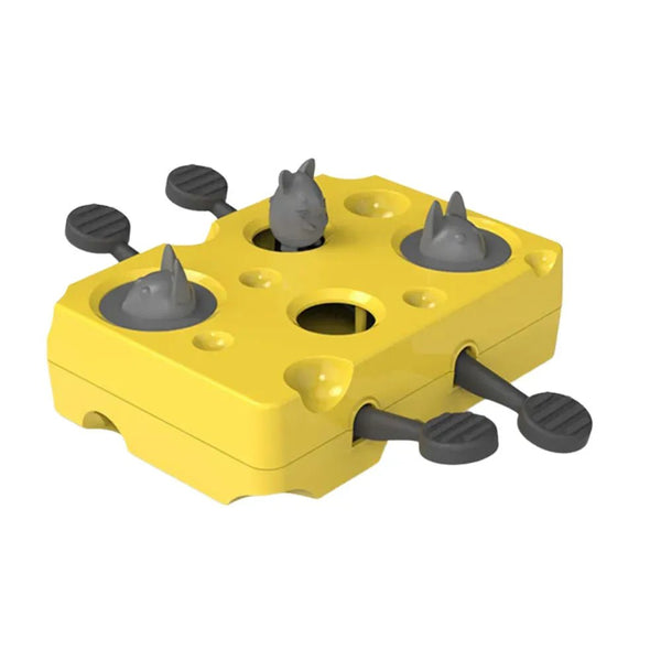 Interactive Cheese Box Cat Puzzle Toy Treat Dispenser with Training Pedals - GreenFur