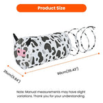 Interactive Collapsible Black and White Cow Pattern Cat Tunnel - GreenFur