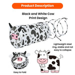Interactive Collapsible Black and White Cow Pattern Cat Tunnel - GreenFur
