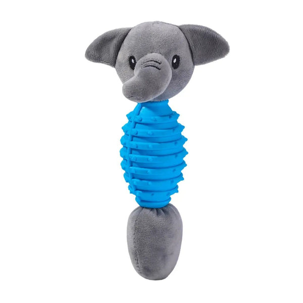 Interactive Elephant Head Shape Dog Squeaky TPR Plush Pet Chew Toy - GreenFur