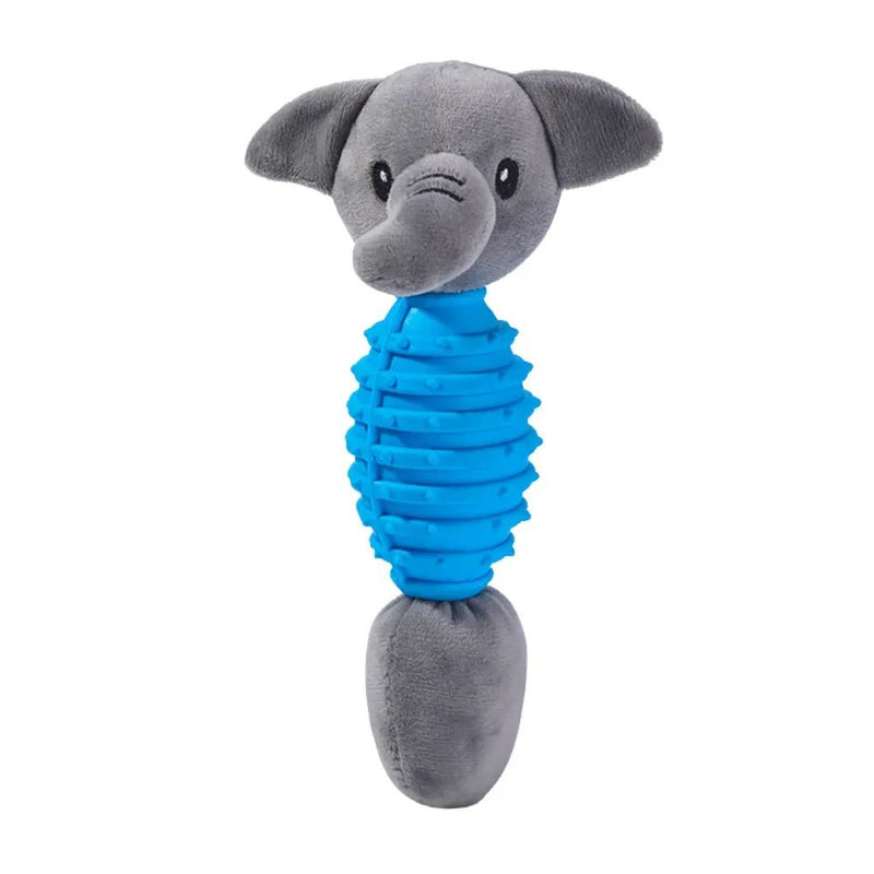 Interactive Elephant Head Shape Dog Squeaky TPR Plush Pet Chew Toy - GreenFur