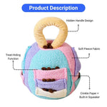 Interactive Fleece Treat Hiding Toy with Squeaker Crinkle - GreenFur