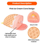 Interactive Foldable Cute Pink Ice Cream Cone Cat Tunnel - GreenFur