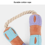 Interactive Food Hiding Chew Rope Squeaky Plush Dog Toy - GreenFur
