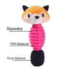 Interactive Fox Head Shape Dog Squeaky TPR Plush Pet Chew Toy - GreenFur