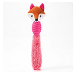 Interactive Fox Head Shape Squeaky TPR Plush Tail Dog Chew Toy - GreenFur