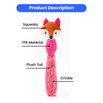 Interactive Fox Head Shape Squeaky TPR Plush Tail Dog Chew Toy - GreenFur
