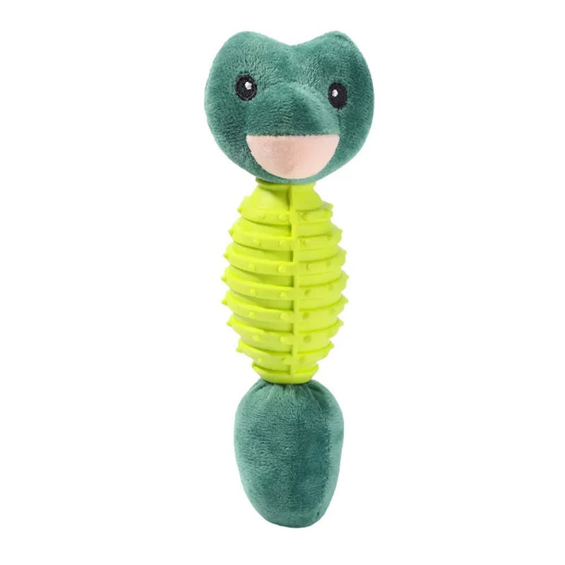 Interactive Frog Head Shape Dog Squeaky TPR Plush Pet Chew Toy - GreenFur