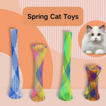 Interactive Fun Colorful Cat Plastic Coil Spring Toy for Cats Swat Hunt Scratching - GreenFur
