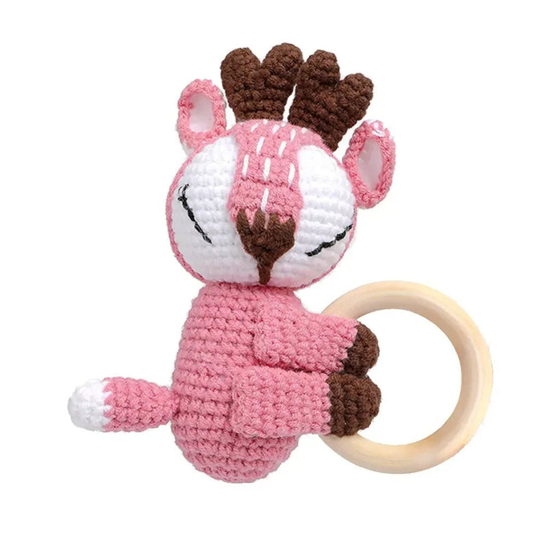 Interactive Handmade Pink Knitted Pet Toys with Built - in Rattle - GreenFur