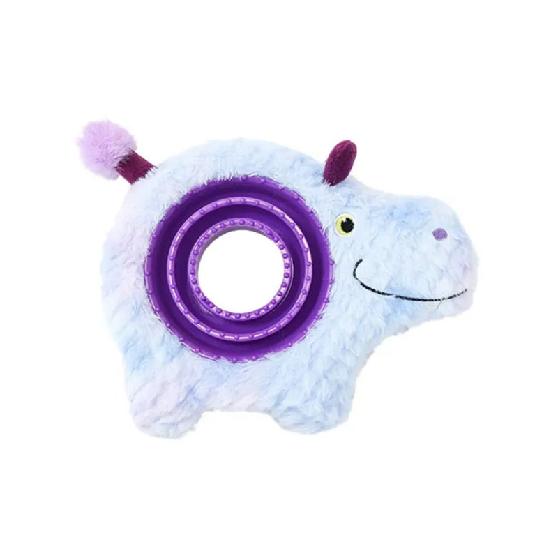 Interactive Hippopotamus Shape TPR Pet Treat Dish Plush Dog Toy - GreenFur
