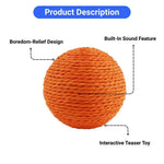 Interactive Paper Rope Ball Cat Toy with Crinkle Sound - GreenFur