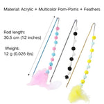 Interactive Plush Ball Feather Wand Rod Cat Teaser Toy - GreenFur