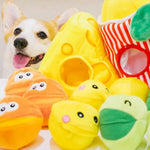 Interactive Plush Dog Toy with Squeaker Cheese Cake for Dogs - GreenFur