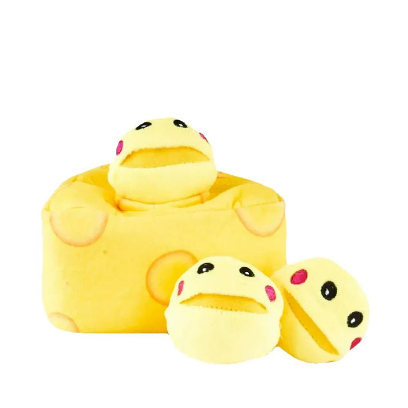Interactive Plush Dog Toy with Squeaker Cheese Cake for Dogs - GreenFur