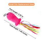 Interactive Plush Fish & Mouse with Tassel Cat Toy Wand Replacement Head - GreenFur