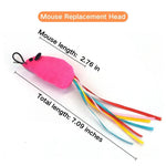 Interactive Plush Fish & Mouse with Tassel Cat Toy Wand Replacement Head - GreenFur
