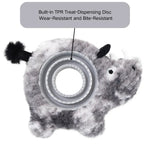 Interactive Rhinoceros Shape TPR Pet Treat Dish Plush Dog Toy - GreenFur